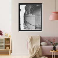 Alabaster lamps, vestibule, stairs, Chicago & North Western Railway station, Chicago, Ill, Vintage Wall Art