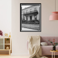 Historic Framed Print, Sidney Smith House (Iron Gate & Balcony), 203 Government Street, Mobile, Mobile County, AL,  17-7/8" x 21-7/8"