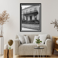 Historic Framed Print, Sidney Smith House (Iron Gate & Balcony), 203 Government Street, Mobile, Mobile County, AL,  17-7/8" x 21-7/8"