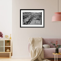Historic Framed Print, Broadway after Sunday's meeting,  17-7/8" x 21-7/8"