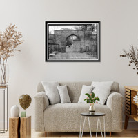 Historic Framed Print, Mount Vernon Arsenal, Gates, Old Saint Stephens Road (County Road 96), Mount Vernon, Mobile County, AL - 3,  17-7/8" x 21-7/8"