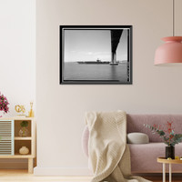 Historic Framed Print, San Francisco Oakland Bay Bridge, Spanning San Francisco Bay, San Francisco, San Francisco County, CA - 25,  17-7/8" x 21-7/8"