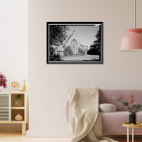 Historic Framed Print, St. Matthew's Episcopal Church, El Camino Real & Baldwin Street, San Mateo, San Mateo County, CA,  17-7/8" x 21-7/8"