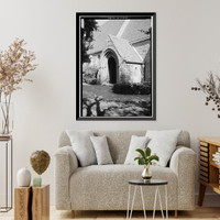 Historic Framed Print, St. Matthew's Episcopal Church, El Camino Real & Baldwin Street, San Mateo, San Mateo County, CA,  17-7/8" x 21-7/8"