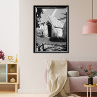 Historic Framed Print, St. Matthew's Episcopal Church, El Camino Real & Baldwin Street, San Mateo, San Mateo County, CA,  17-7/8" x 21-7/8"