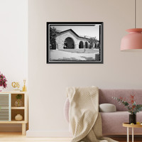Historic Framed Print, Stanford University Quadrangle, Stanford University Campus, Stanford, Santa Clara County, CA - 7,  17-7/8" x 21-7/8"