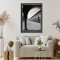 Historic Framed Print, Stanford University Quadrangle, Stanford University Campus, Stanford, Santa Clara County, CA - 21,  17-7/8" x 21-7/8"