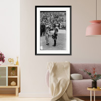 Historic Framed Print, At stadium reception to Italians,  17-7/8" x 21-7/8"