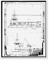 Historic Framed Print, Mare Island Naval Shipyard, St. Peter's Chapel, Walnut Street & Cedar Parkway, Vallejo, Solano County, CA - 3,  17-7/8" x 21-7/8"