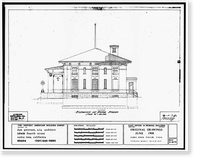 Santa Rosa Post Office & Federal Building, 401 Fifth Street (moved to Seventh Street), Santa Rosa, Sonoma County, CA - 11, Antique Print
