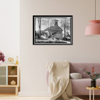 Historic Framed Print, Frame Church, Mokelumne Hill, Calaveras County, CA,  17-7/8" x 21-7/8"