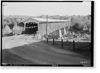 Covered Bridge, Spanning Stanislaus River at Tulloch Mill, Knights Ferry, Stanislaus County, CA - 2 Classic, Antique Poster