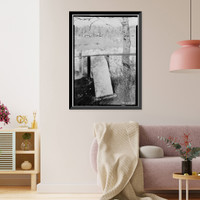Historic Framed Print, Grave Stones, St. Anne's Cemetery, Columbia, Tuolumne County, CA,  17-7/8" x 21-7/8"