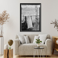 Historic Framed Print, Grave Stones, St. Anne's Cemetery, Columbia, Tuolumne County, CA,  17-7/8" x 21-7/8"