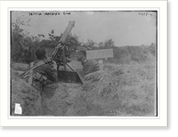 Historic Framed Print, British machine gun,  17-7/8" x 21-7/8"