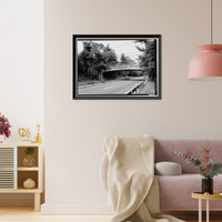 Historic Framed Print, Merritt Parkway, Grumman Avenue Bridge, Spanning Merritt Parkway, Norwalk, Fairfield County, CT,  17-7/8" x 21-7/8"