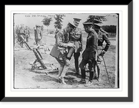 Historic Framed Print, King Geo. Studies trench bombs,  17-7/8" x 21-7/8"