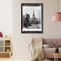 Historic Framed Print, Third Congregational Society, Church of the Redeemer, 292 Orange Street, New Haven, New Haven County, CT,  17-7/8" x 21-7/8"