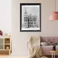 Historic Framed Print, New Haven City Hall & Courthouse, Church Street, between Court & Elm Streets, New Haven, New Haven County, CT - 2,  17-7/8" x 21-7/8"