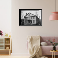 Historic Framed Print, Noah Webster House, Temple & Grove Streets (moved to MI, Dearborn), New Haven, New Haven County, CT,  17-7/8" x 21-7/8"