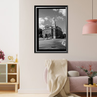 Historic Framed Print, Norwich City Hall, Union Square, Norwich, New London County, CT,  17-7/8" x 21-7/8"