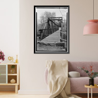 Historic Framed Print, Indian Leap Pedestrian Bridge, Norwich, New London County, CT,  17-7/8" x 21-7/8"