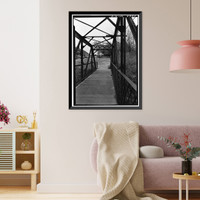 Historic Framed Print, Indian Leap Pedestrian Bridge, Norwich, New London County, CT - 5,  17-7/8" x 21-7/8"