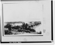 Historic Framed Print, Potomac Aqueduct, Georgetown abutment at Georgetown waterfront, Washington, District of Columbia, DC - 6,  17-7/8" x 21-7/8"