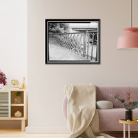 Historic Framed Print, Potomac Aqueduct, Georgetown abutment at Georgetown waterfront, Washington, District of Columbia, DC - 18,  17-7/8" x 21-7/8"