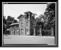 Historic Framed Print, Oak Hill Cemetery, Gatehouse, 3001 R Street Northwest, Washington, District of Columbia, DC,  17-7/8" x 21-7/8"