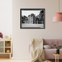 Historic Framed Print, Oak Hill Cemetery, Gatehouse, 3001 R Street Northwest, Washington, District of Columbia, DC,  17-7/8" x 21-7/8"