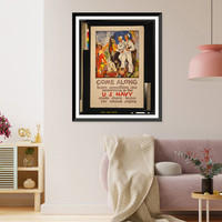 Come along - learn something see something in the U.S. Navy Ample shore leave for inland sights.painted by James H. Daugherty Press Navy Recruiting Bureau N.Y, Vintage Wall Art