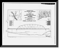 Gaylordsville Bridge, Spanning Housatonic River at U.S. Highway 7, New Milford, Litchfield County, CT - 17, Antique Print