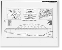 Gaylordsville Bridge, Spanning Housatonic River at U.S. Highway 7, New Milford, Litchfield County, CT - 17, Antique Print