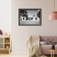 Historic Framed Print, La Flecha House, 6036 La Flecha, Rancho Santa Fe, San Diego County, CA,  17-7/8" x 21-7/8"