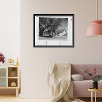 Historic Framed Print, Leandro Osuna House, Via de Santa Fe, Rancho Santa Fe, San Diego County, CA,  17-7/8" x 21-7/8"