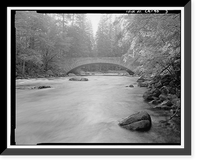 Historic Framed Print, Pohono Bridge, Spanning Merced River on Yosemite Valley Road, Yosemite Village, Mariposa County, CA - 3,  17-7/8" x 21-7/8"