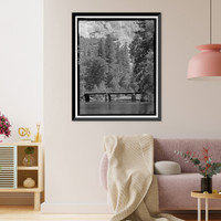El Capitan Bridge, Spanning Merced River on El Capitan crossover road, Yosemite Village, Mariposa County, CA, Antique Poster