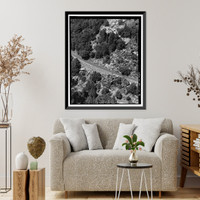 Historic Framed Print, Big Oak Flat Road, Between Big Oak Flat Entrance & Merced River, Yosemite Village, Mariposa County, CA - 2,  17-7/8" x 21-7/8"