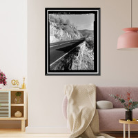 Historic Framed Print, Big Oak Flat Road, Between Big Oak Flat Entrance & Merced River, Yosemite Village, Mariposa County, CA - 2,  17-7/8" x 21-7/8"