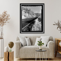 Historic Framed Print, Big Oak Flat Road, Between Big Oak Flat Entrance & Merced River, Yosemite Village, Mariposa County, CA - 2,  17-7/8" x 21-7/8"