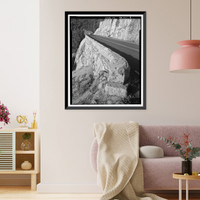 Historic Framed Print, Big Oak Flat Road, Between Big Oak Flat Entrance & Merced River, Yosemite Village, Mariposa County, CA - 3,  17-7/8" x 21-7/8"
