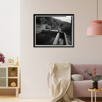 Historic Framed Print, Santa Ana River Hydroelectric System, SAR-2 Forebay & Penstock, Redlands vicinity, San Bernardino County, CA - 3,  17-7/8" x 21-7/8"