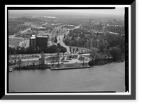 Historic Framed Print, Warrior River, Lock No. 3 Wall, River Road at University Park, Tuscaloosa, Tuscaloosa County, AL,  17-7/8" x 21-7/8"