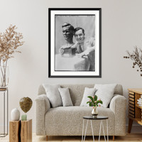 Historic Framed Print, Sach de Paris & Lindbergh bust,  17-7/8" x 21-7/8"