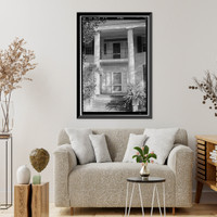 Historic Framed Print, Dr. Leonard House, Macon Road, Talbotton, Talbot County, GA - 4,  17-7/8" x 21-7/8"