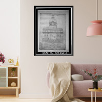 Historic Framed Print, Savannah City Hall, Bay & Bull Streets, Savannah, Chatham County, GA - 4,  17-7/8" x 21-7/8"