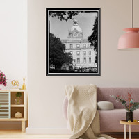 Historic Framed Print, Savannah City Hall, Bay & Bull Streets, Savannah, Chatham County, GA - 16,  17-7/8" x 21-7/8"