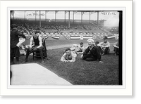 Joe Welling, boxer, amid Cleveland baseball players in stadium, 1918, Antique Wall Art