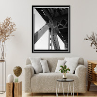 Historic Framed Print, Keokuk & Hamilton Bridge, Spanning Mississippi River, Keokuk, Lee County, IA - 58,  17-7/8" x 21-7/8"